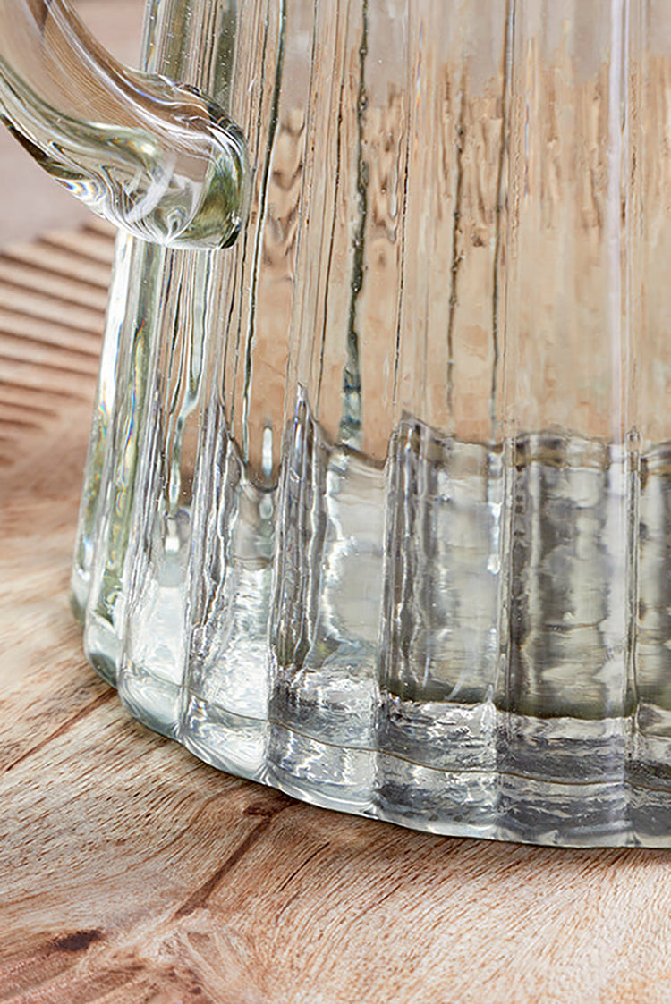 Nkuku Clear Minati Ribbed Glass Jug