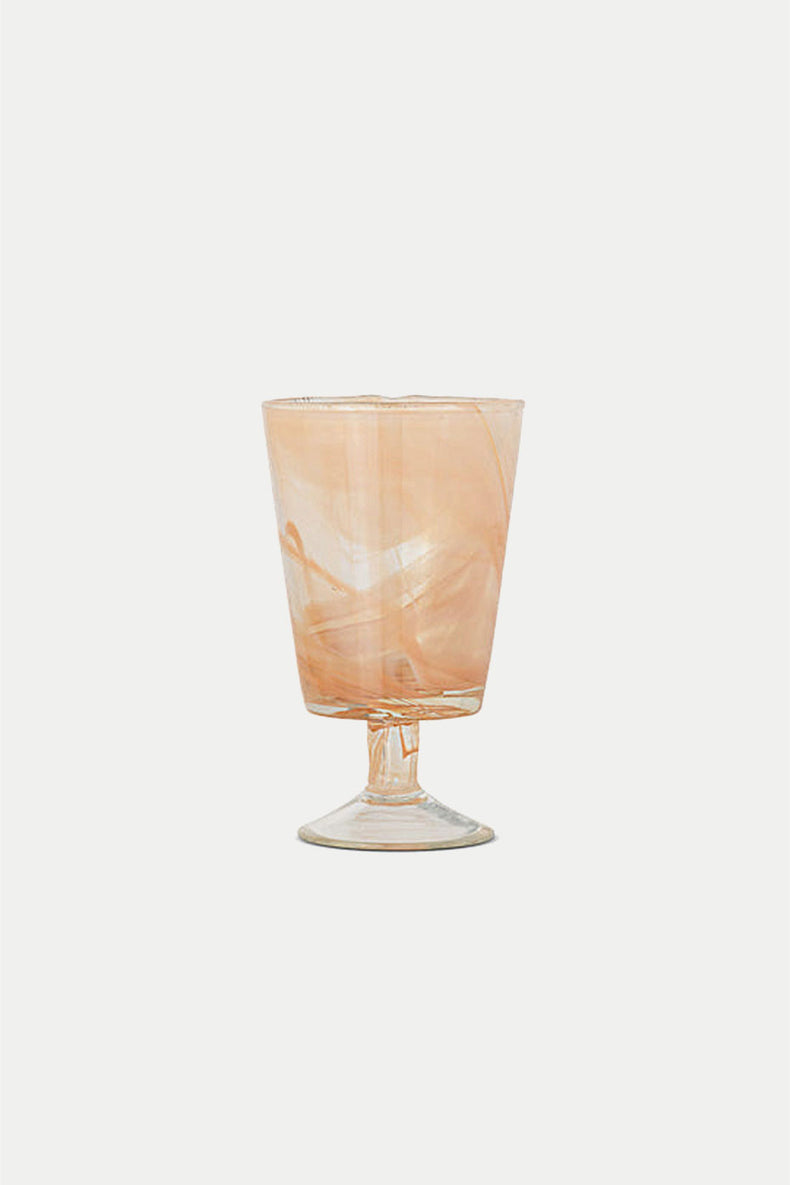Nkuku Apricot Shirali Marble Swirl Wine Glass