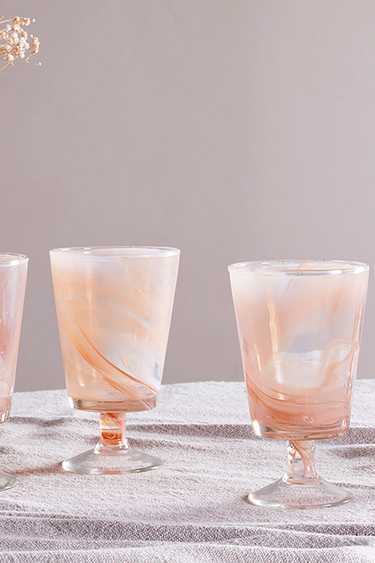 Nkuku Apricot Shirali Marble Swirl Wine Glass