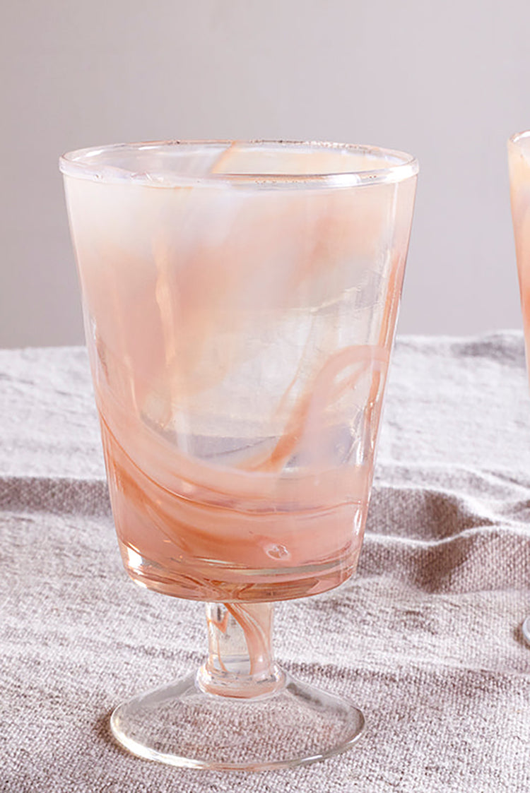 Nkuku Apricot Shirali Marble Swirl Wine Glass