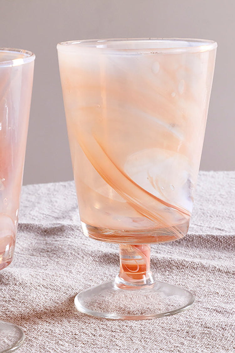 Nkuku Apricot Shirali Marble Swirl Wine Glass
