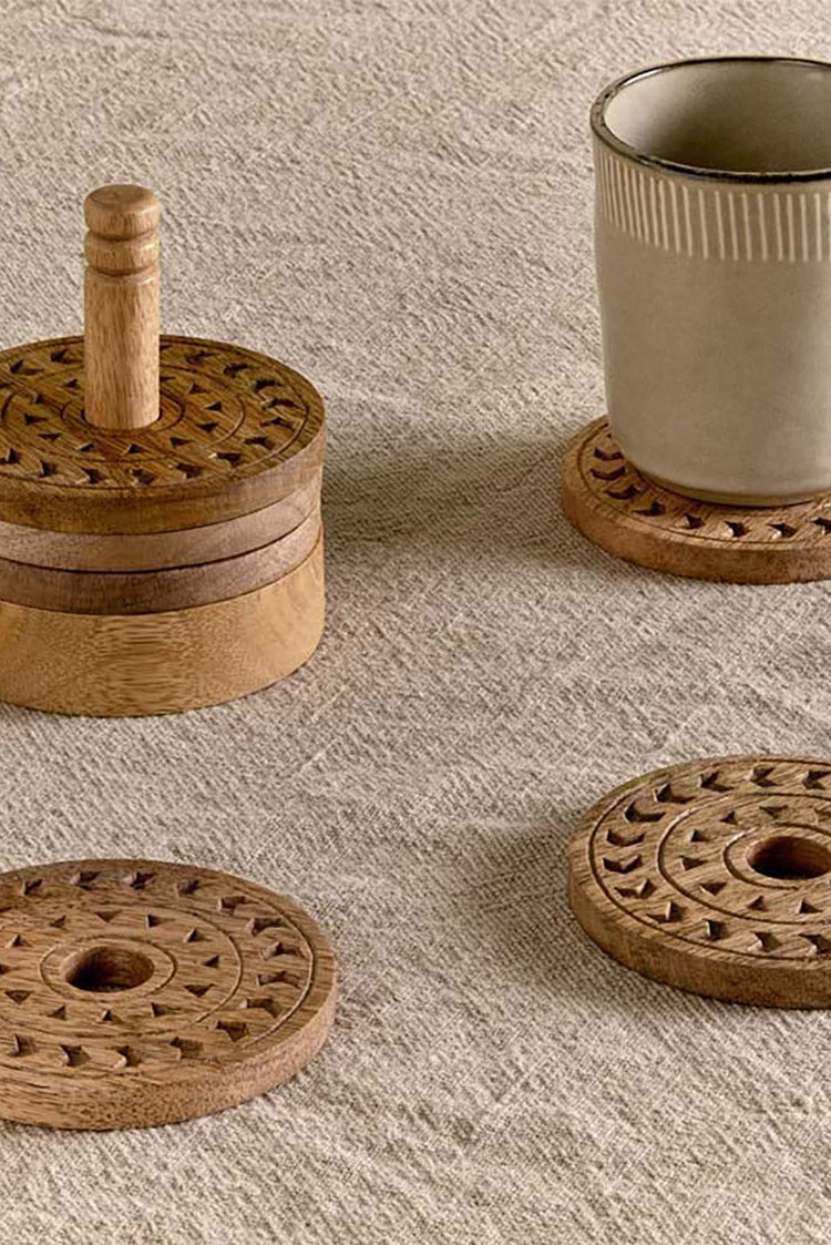 Nkuku Natural Anali Mango Wood Coasters