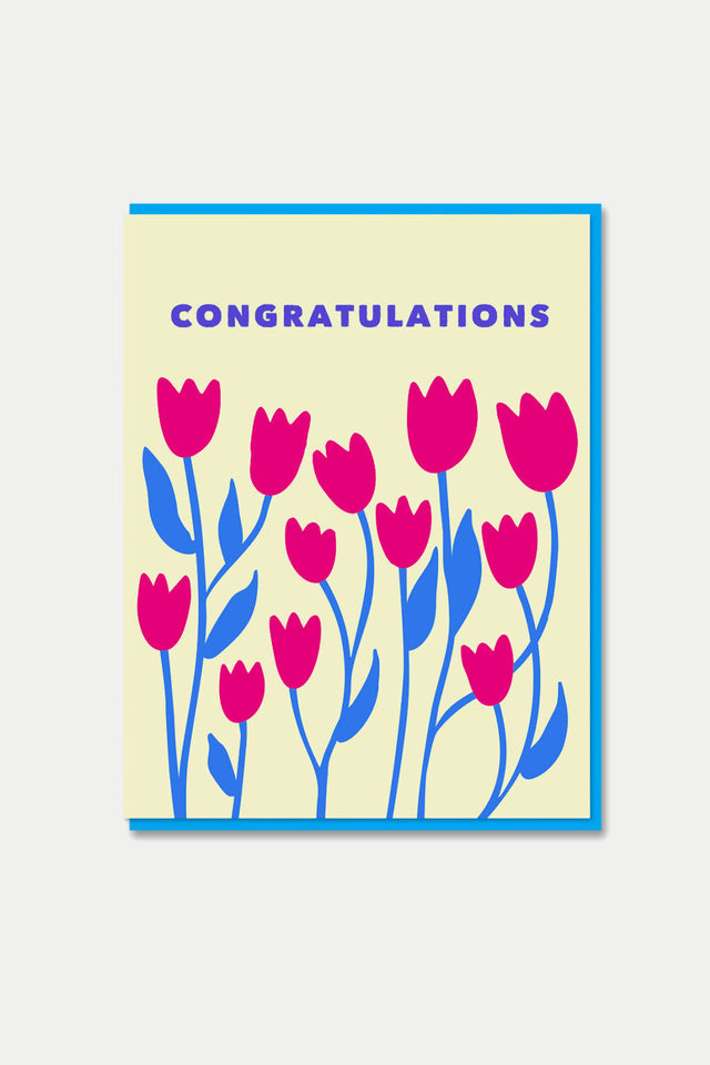 1973 Pink Tulips Congratulations Card