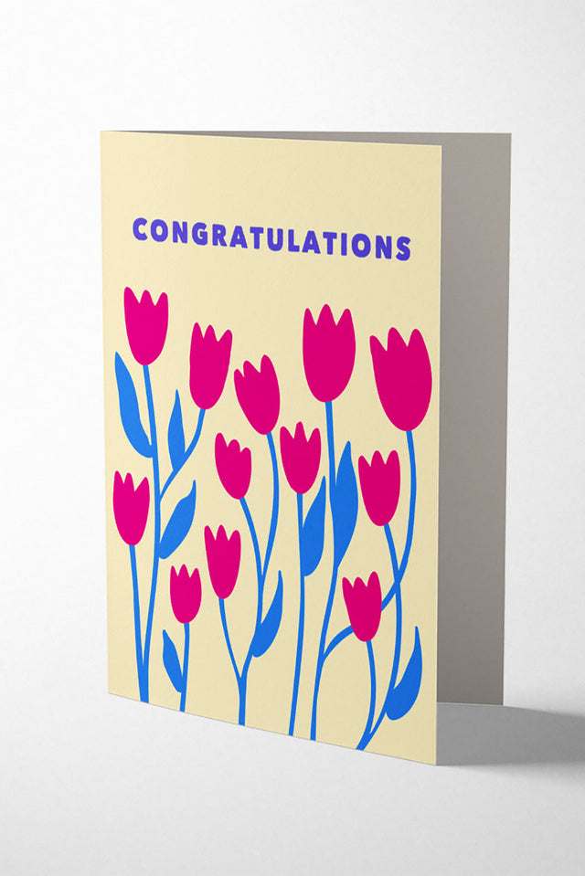 1973 Pink Tulips Congratulations Card
