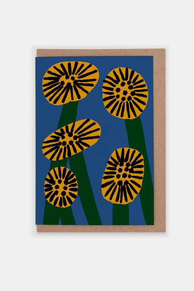 Evermade Memphis Flowers Yellow Greetings Card