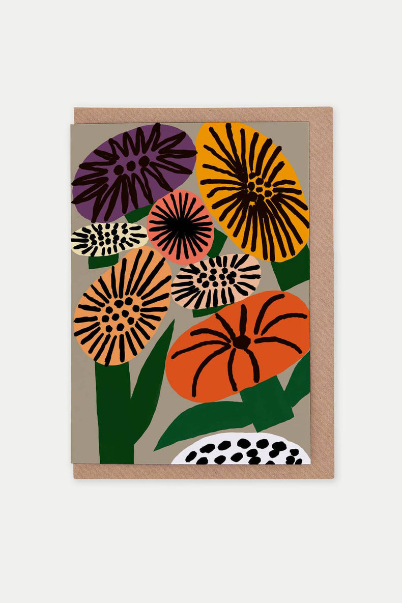 Evermade Memphis Flowers Gold Greetings Card