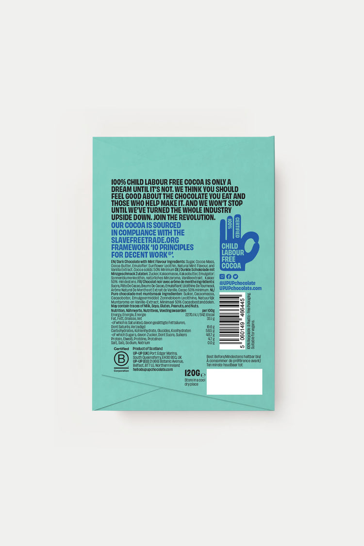 UP-UP Chocolate Fresh Wild Mint Dark Chocolate Bar 120g