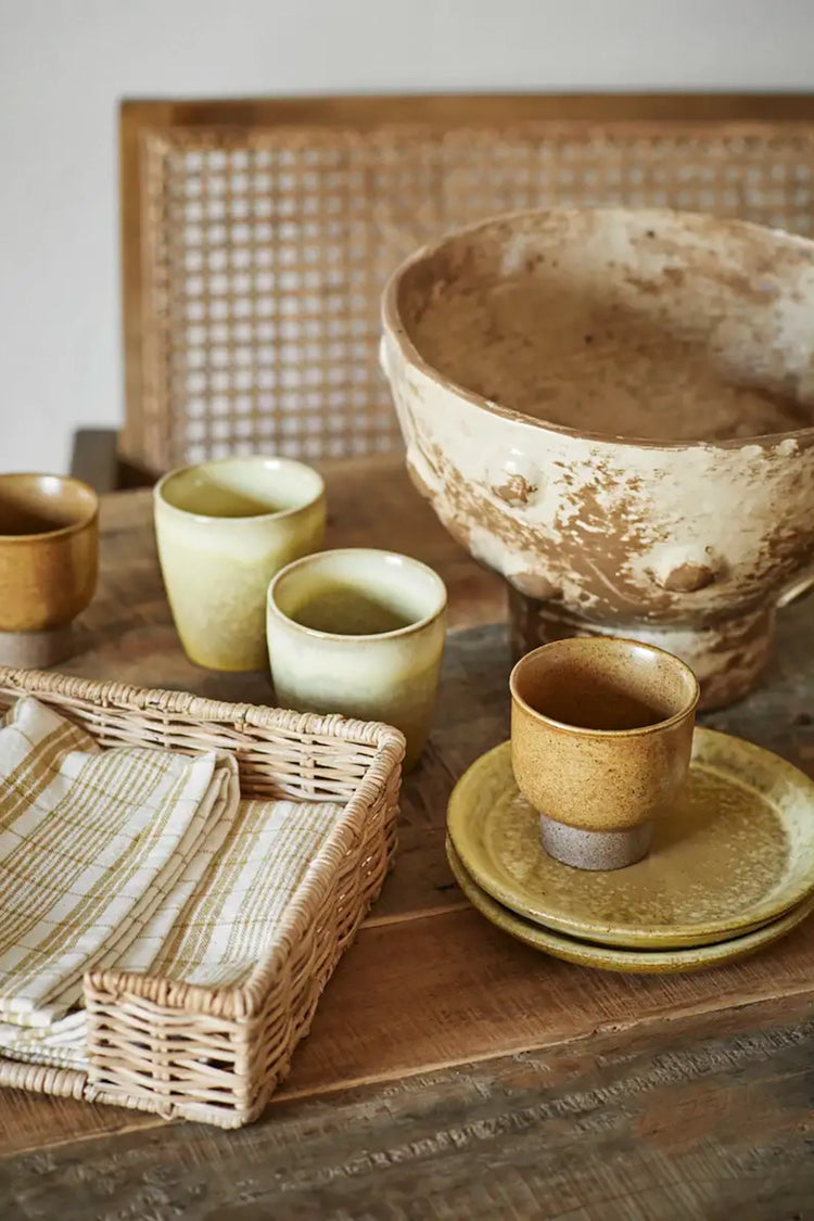 Madam Stoltz Green Coloured Stoneware Cake Plate