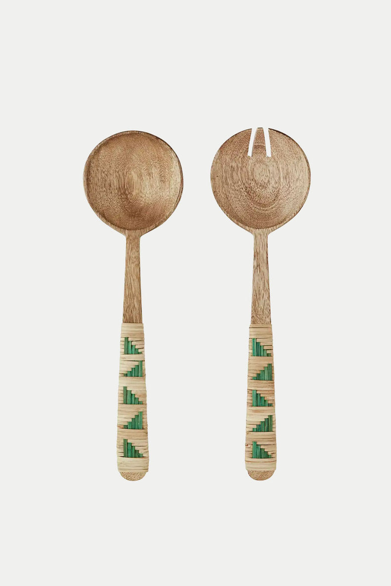 Madam Stoltz Wooden Salad Set with Bamboo