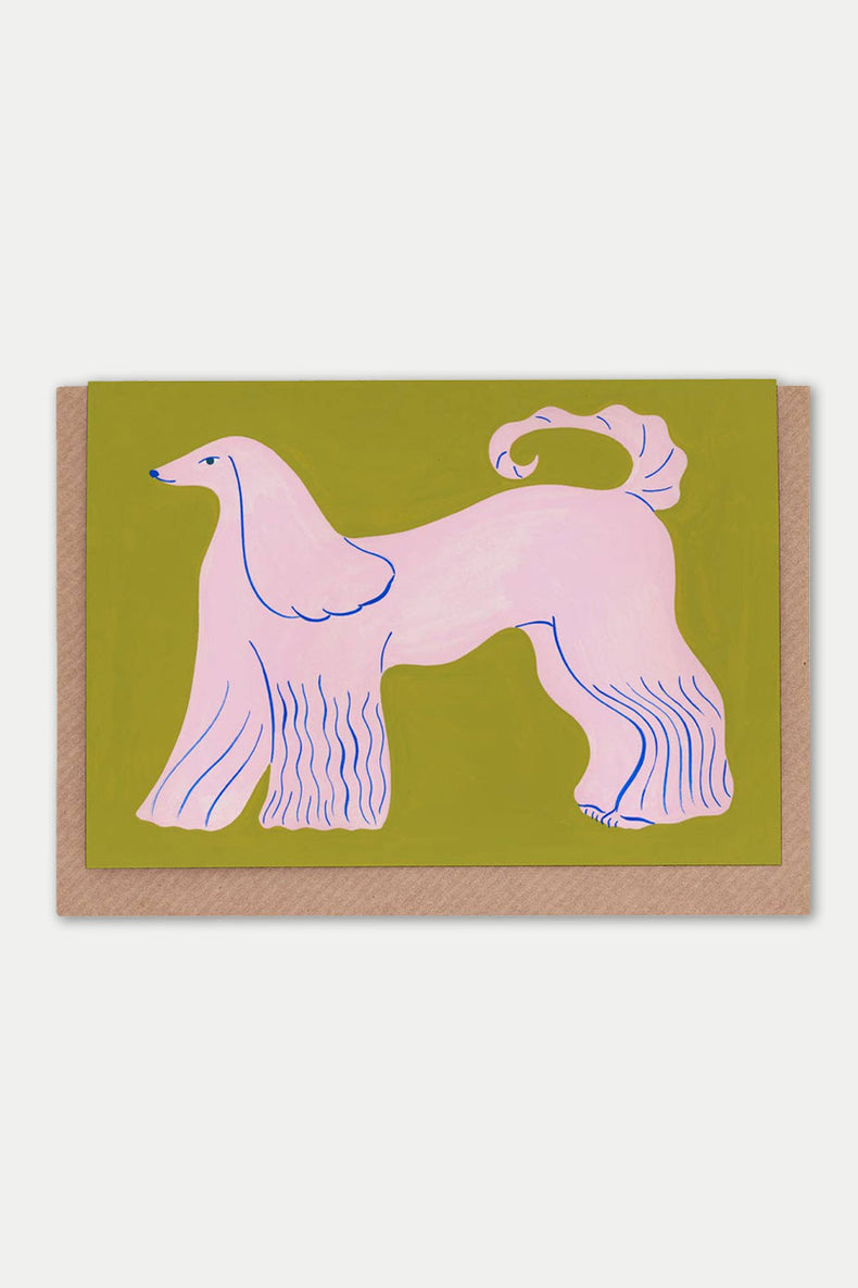 Pink Afghan Hound Card