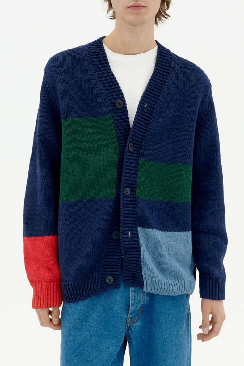 Thinking Mu Multicolor Navy Nico Knit Cardigan