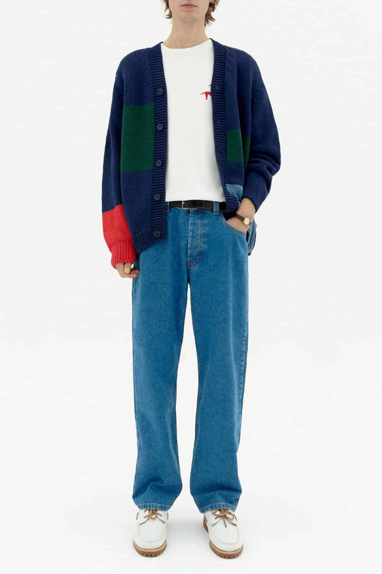 Thinking Mu Multicolor Navy Nico Knit Cardigan