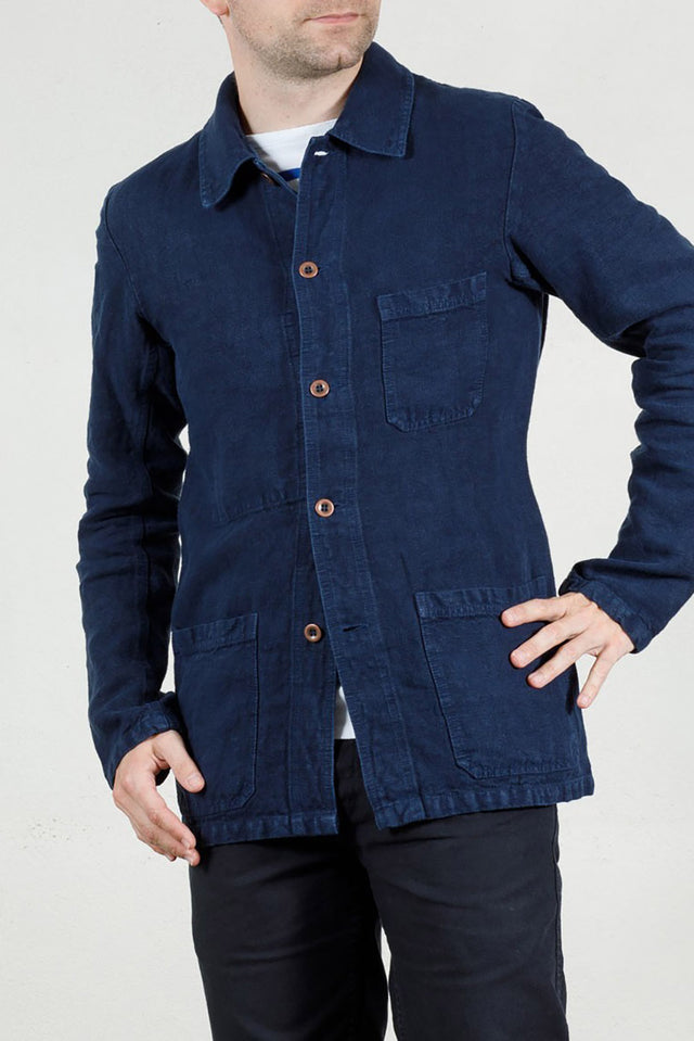 Vetra Navy Heavy Linen Weaved Mens Jacket