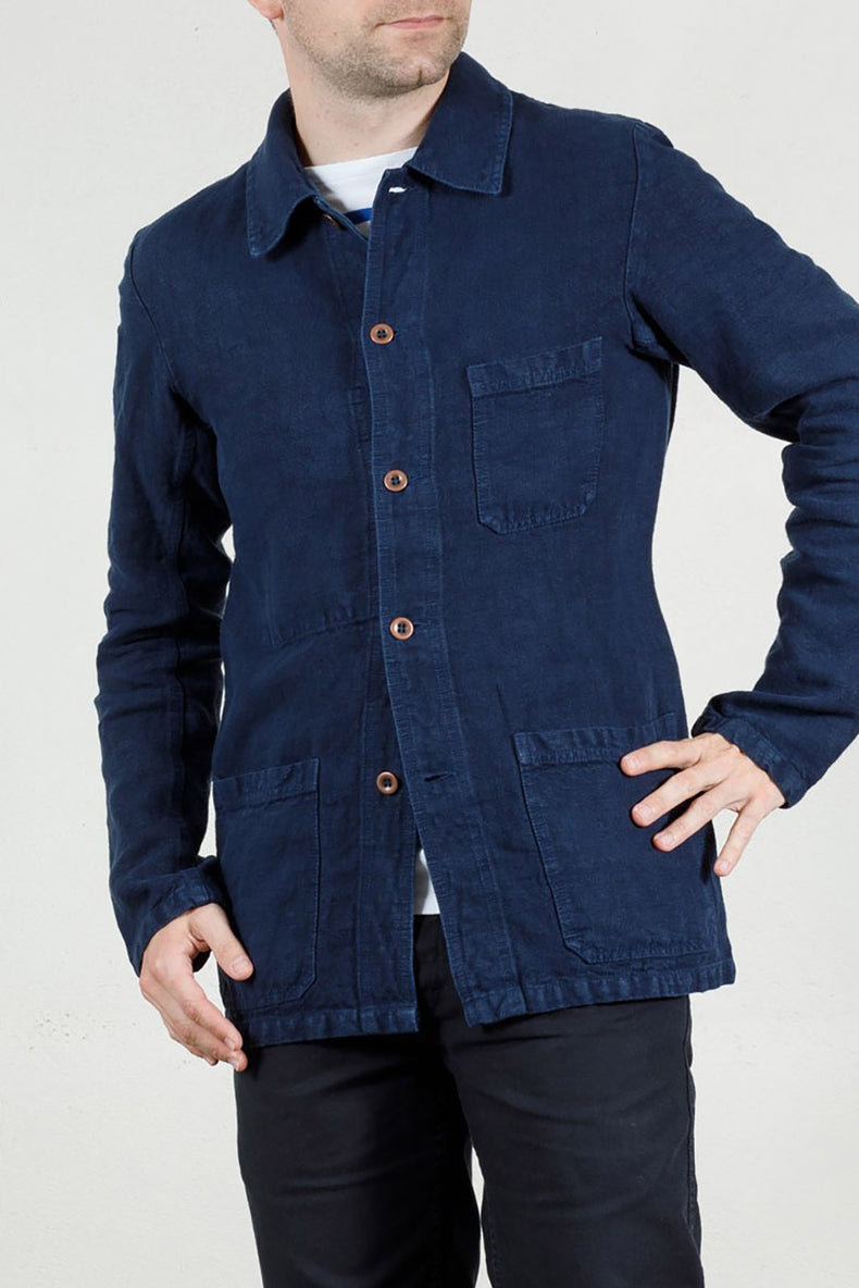 Vetra Navy Heavy Linen Weaved Mens Jacket