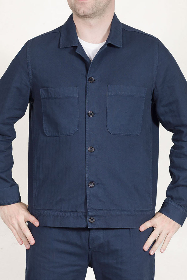 Vetra Navy Herringbone Mens Weaved Bomber Jacket