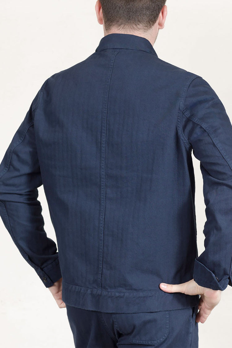 Vetra Navy Herringbone Mens Weaved Bomber Jacket