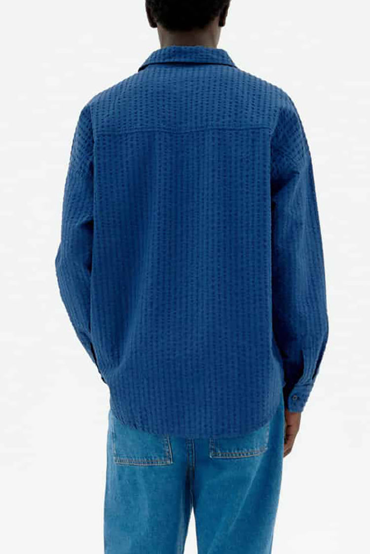 Thinking Mu Blue Cobalt Seersucker Haru Shirt