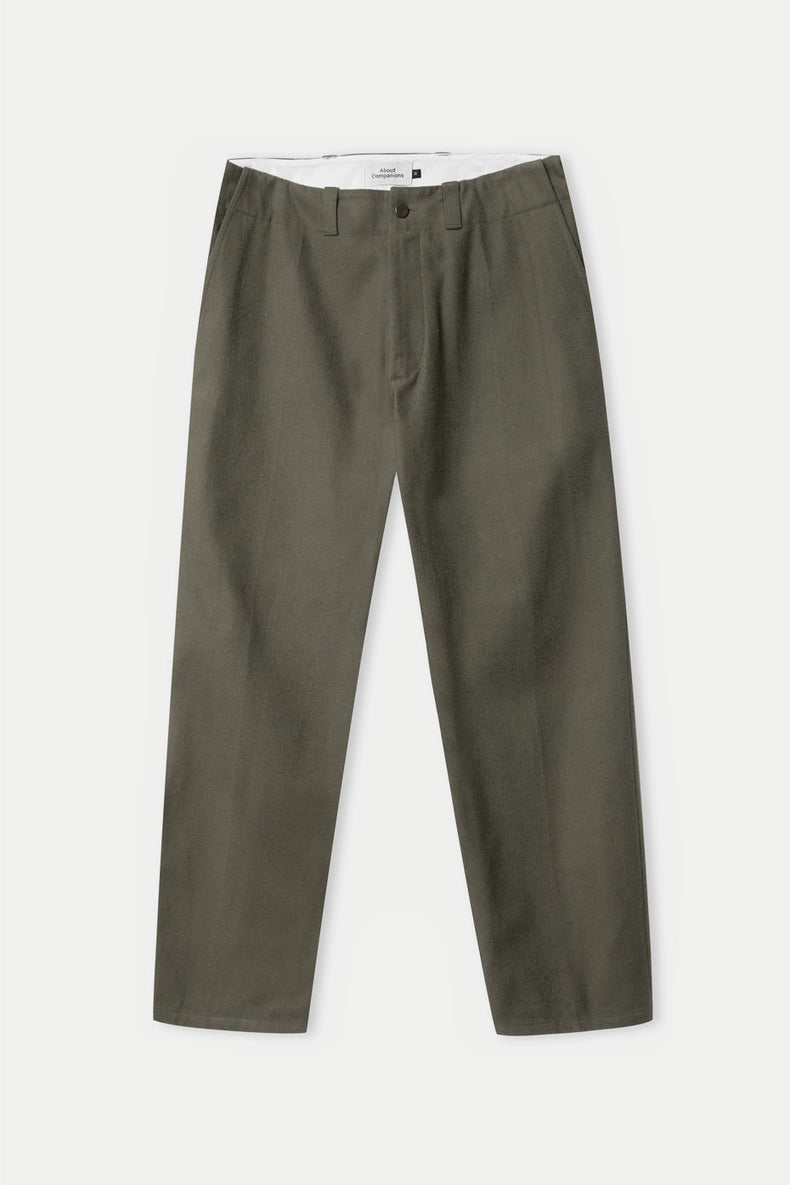 About Companions Dark Khaki Eco Moleskin Waban Trousers