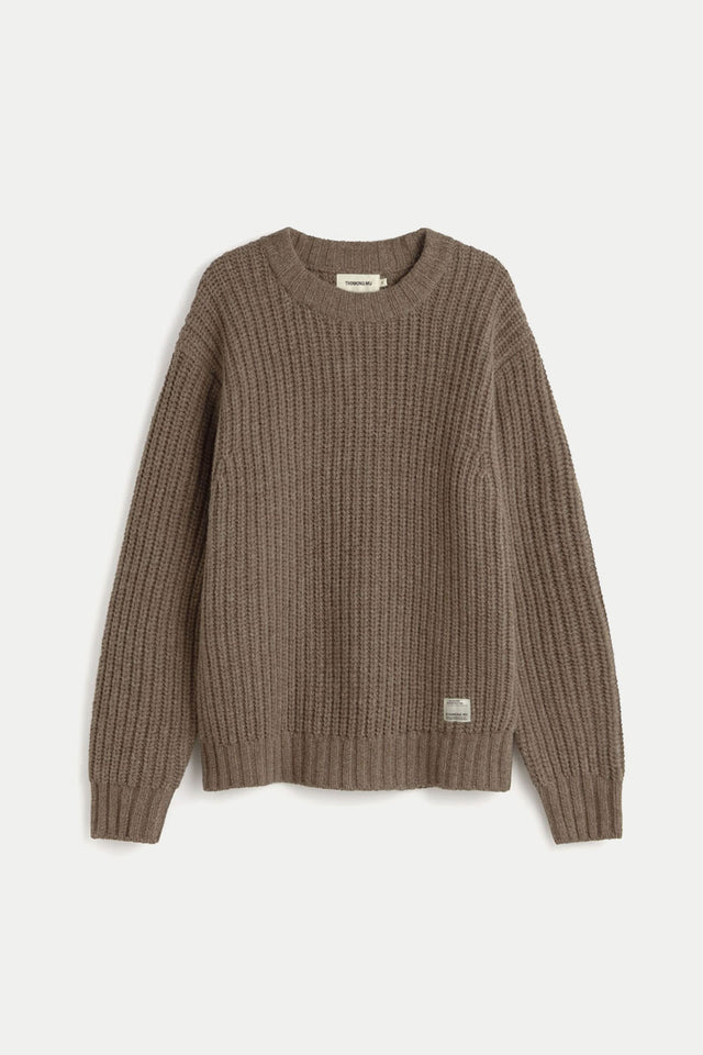 Thinking Mu Undyed Brown Santos Knitted Sweater