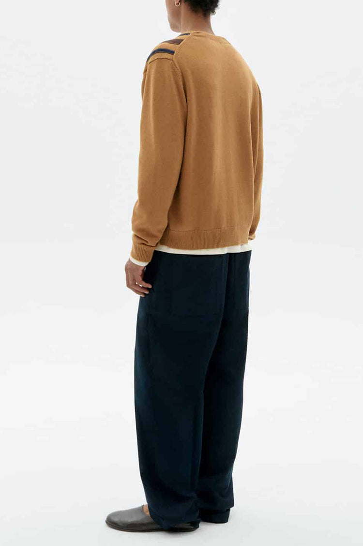 Thinking Mu Brown Stripes Creed Knitted Cardigan