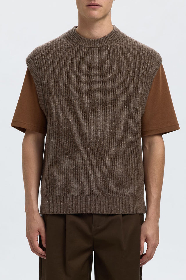 Selected Coffee Bean Land Knit Relaxed Vest