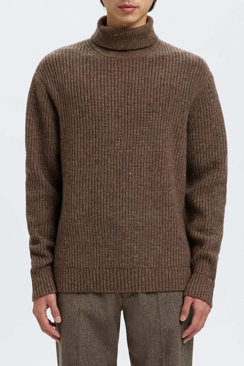 Selected Coffee Bean Land Knit Relaxed Roll Neck