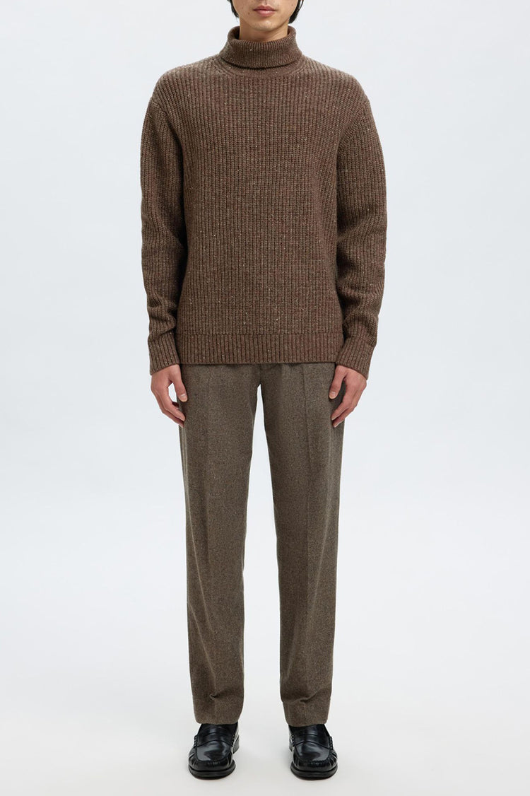 Selected Coffee Bean Land Knit Relaxed Roll Neck