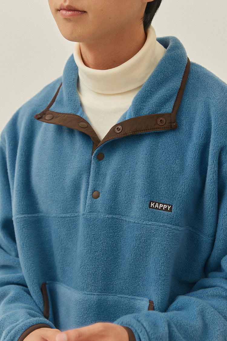 Kappy Sky Blue Fleece Button Anorak