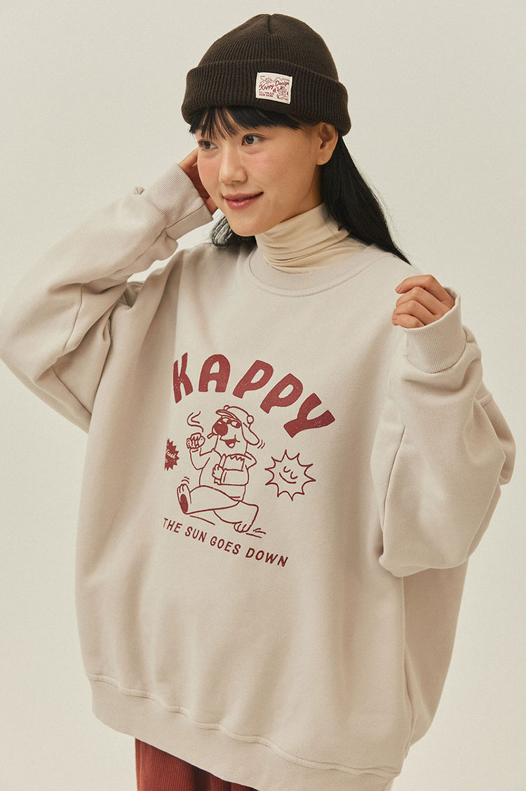 Kappy Greige Bear Fluff Sweatshirt