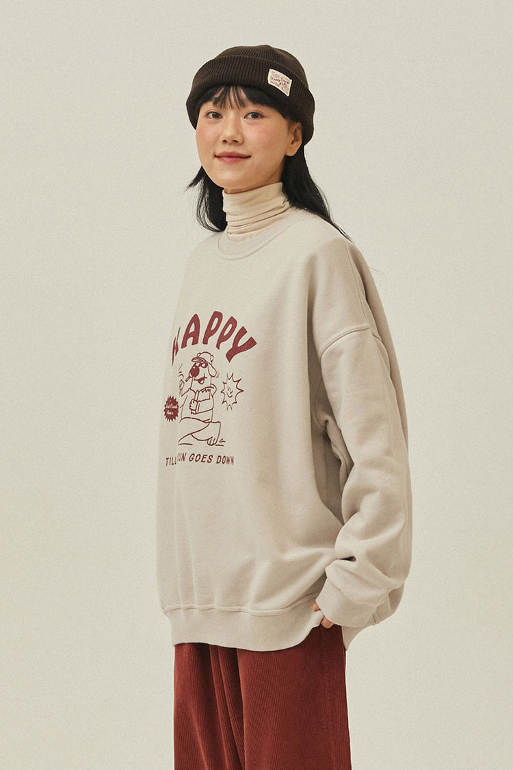 Kappy Greige Bear Fluff Sweatshirt
