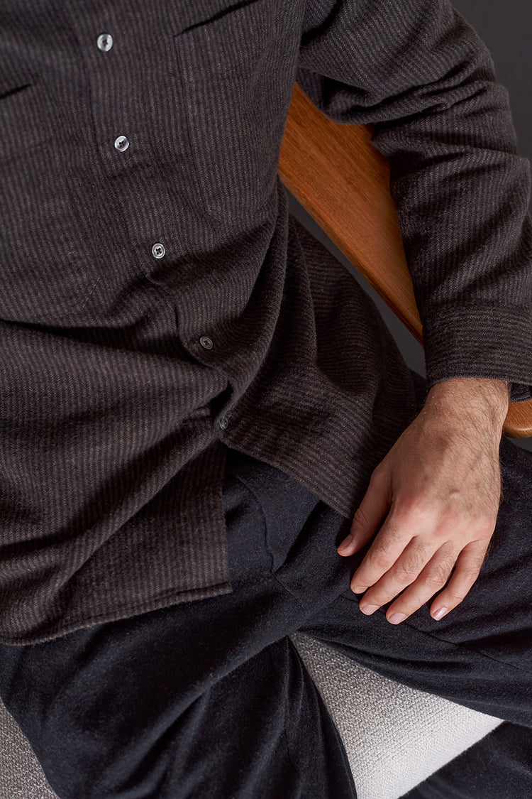 About Companions Striped Brown Eco Flannel Dario Shirt