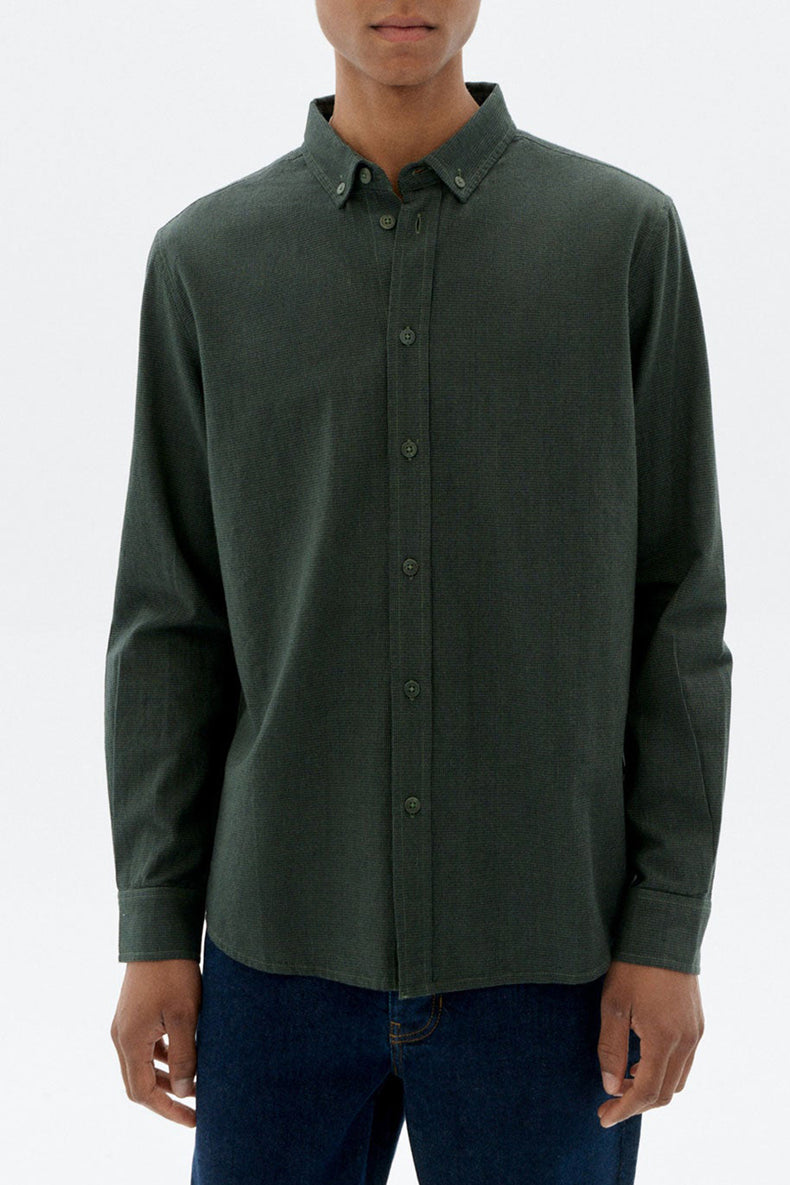 Thinking Mu Navy Dark Green Microchecks Ant Shirt