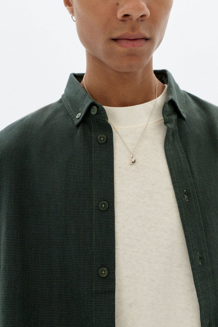 Thinking Mu Navy Dark Green Microchecks Ant Shirt