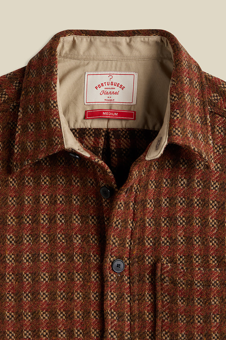 Portuguese Flannel Brown Merino Tweed Overshirt
