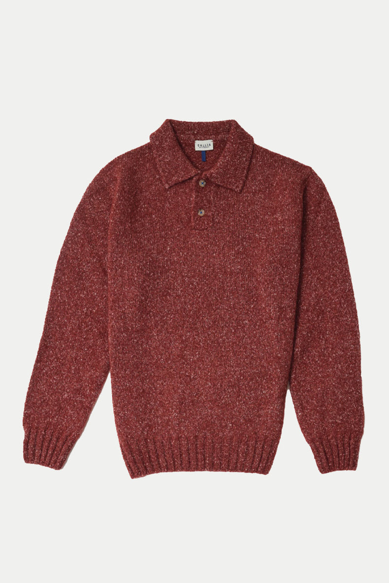 Gallia Knit Project Burgundy Harris Polo Jumper