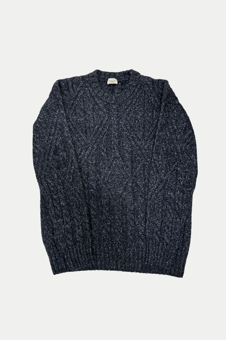 Gallia Knit Project Navy Garrett Fisherman Jumper