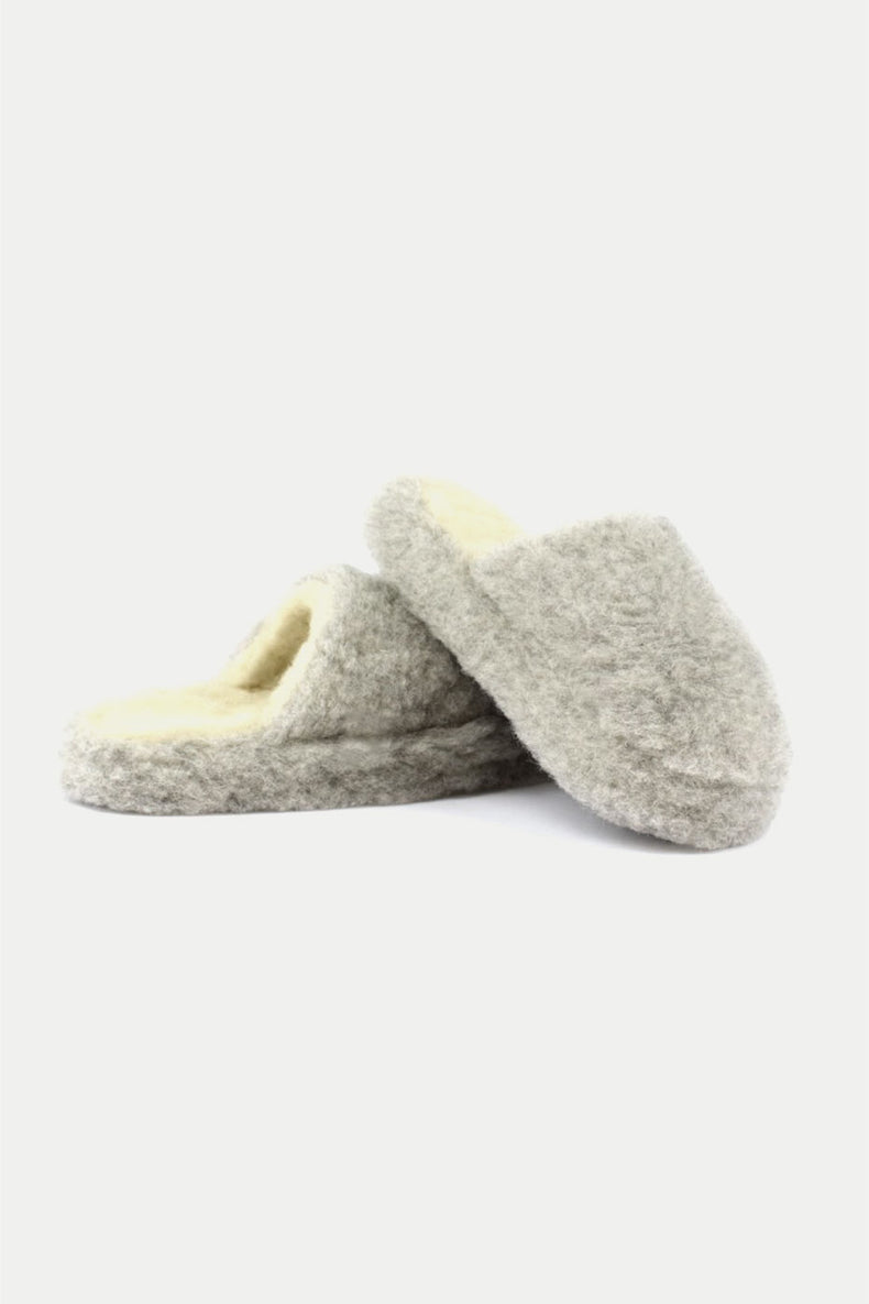 Yoko Wool Light Grey Half Slippers Mens
