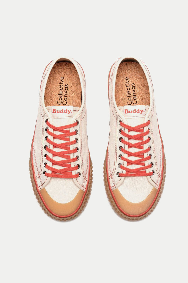 Collective Canvas Off White Red Buddy x CC Trainers Mens
