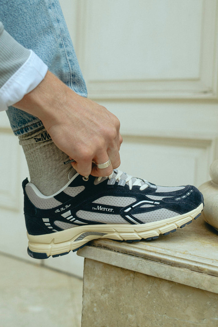 The Mercer Brand Navy The Re-Run Vintage Trainers Mens