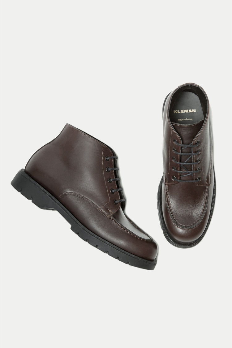 Kleman Brown Black Oxal KP Lace Up Boots Mens