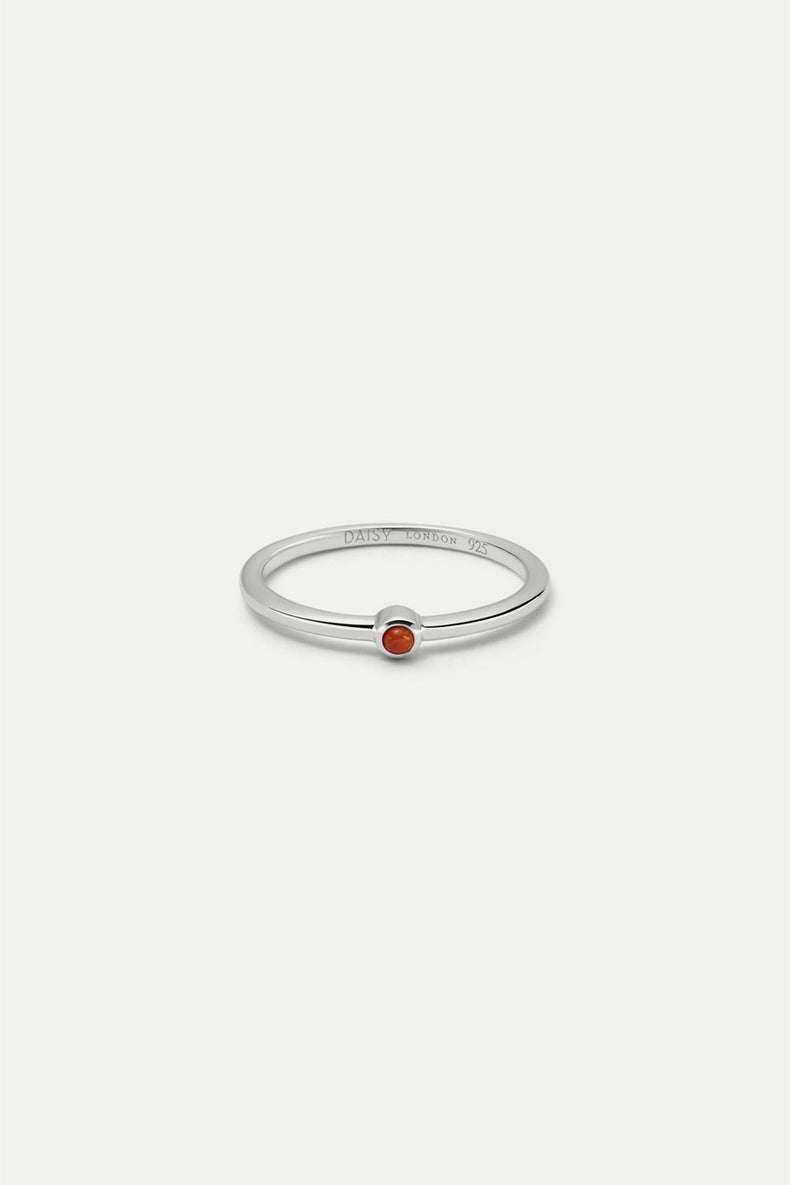 Daisy London Silver Red Coral Healing Ring