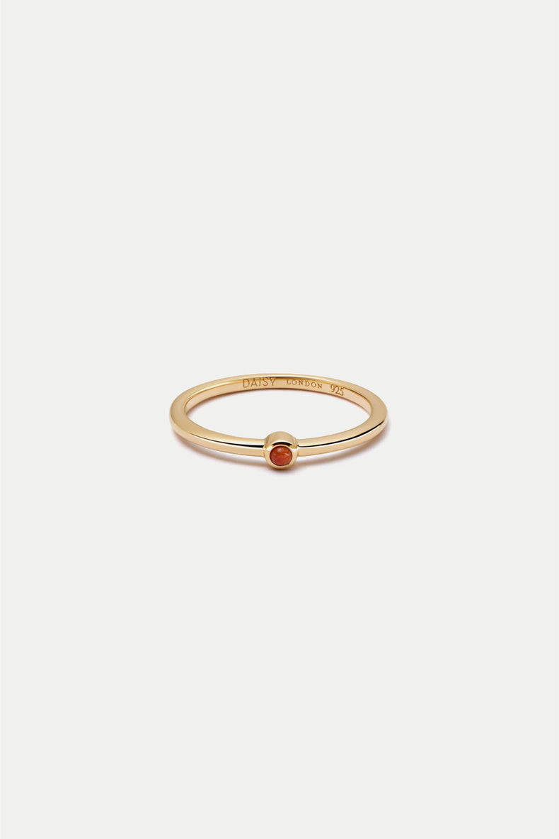 Daisy London Gold Plate Red Coral Healing Ring