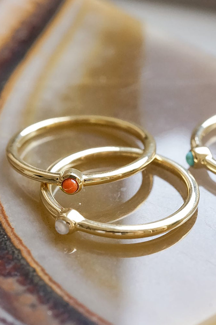 Daisy London Gold Plate Red Coral Healing Ring