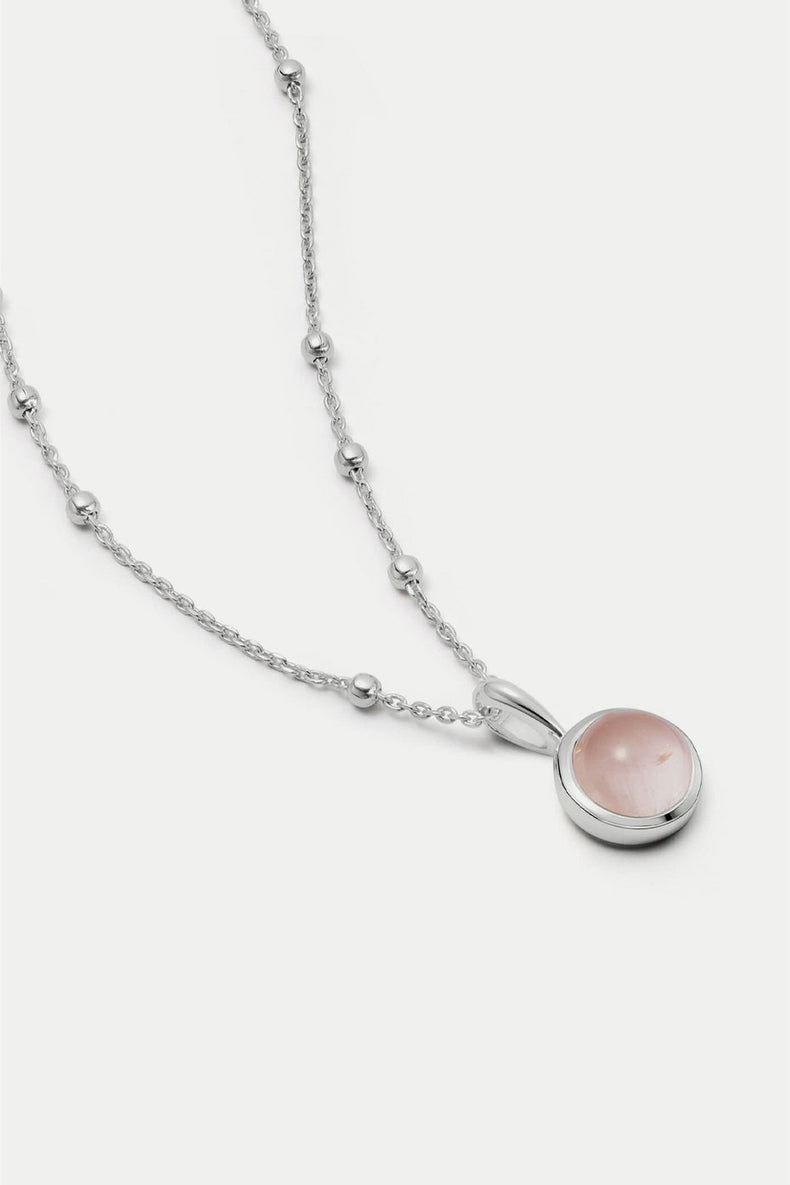 Daisy London Silver Rose Quartz Healing Stone Necklace