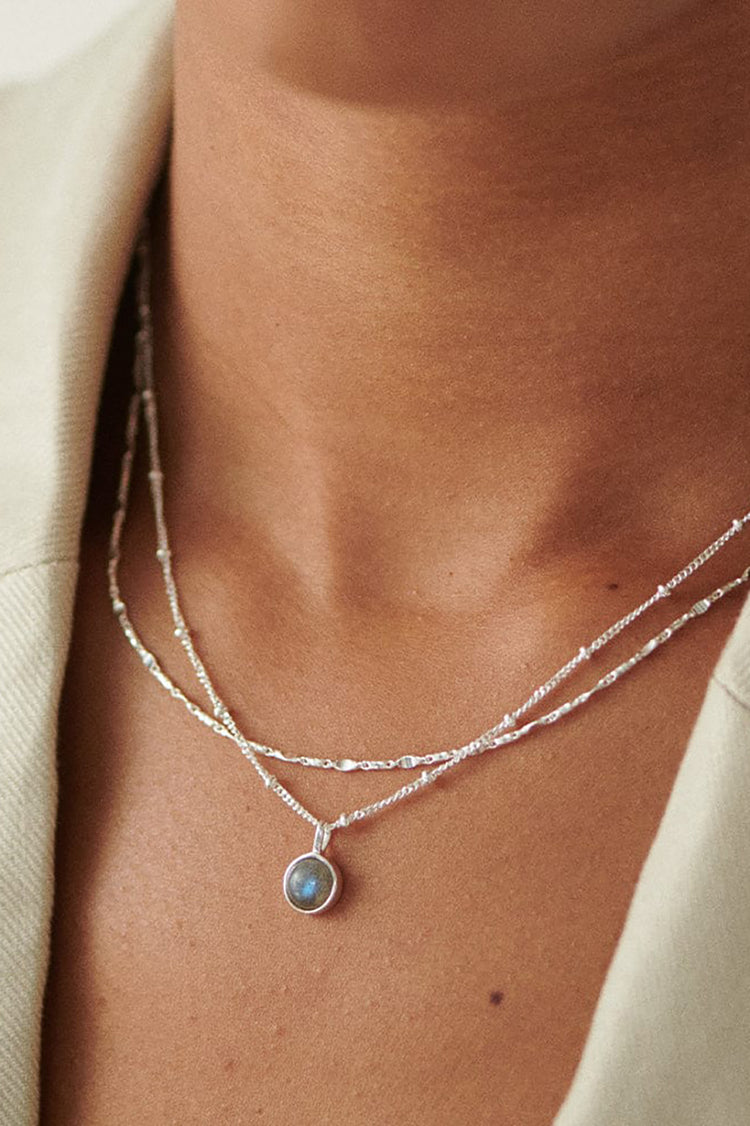 Daisy London Silver Labrodite Healing Stone Necklace