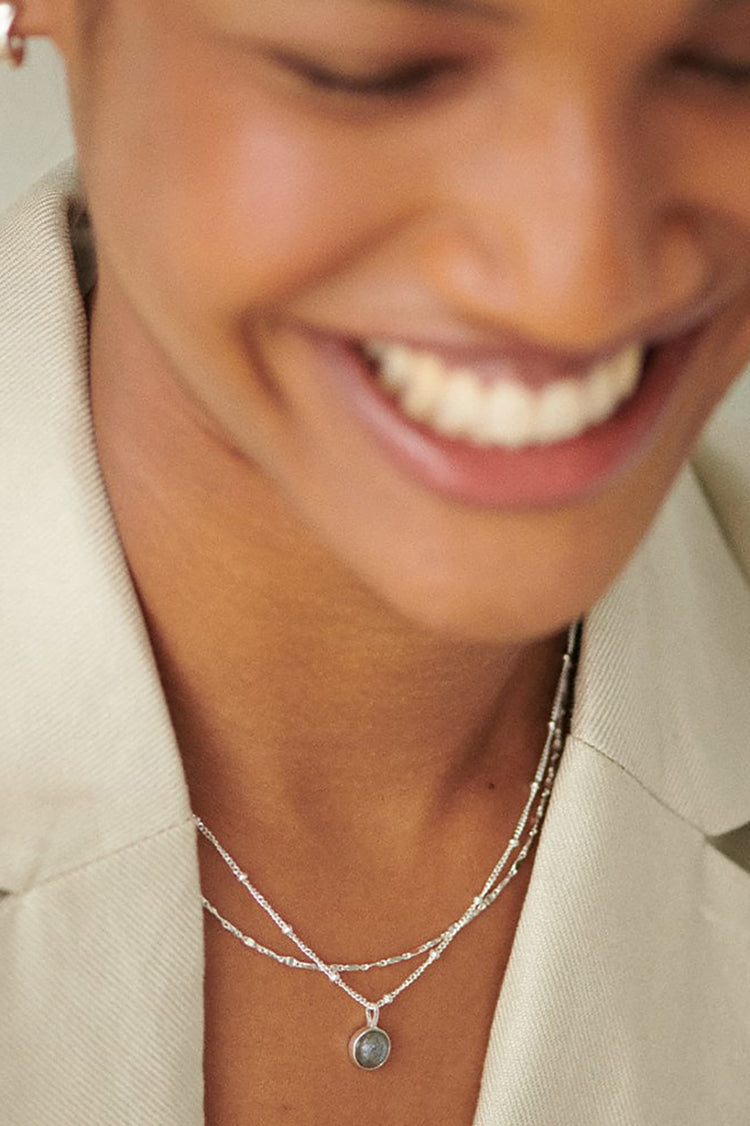 Daisy London Silver Labrodite Healing Stone Necklace