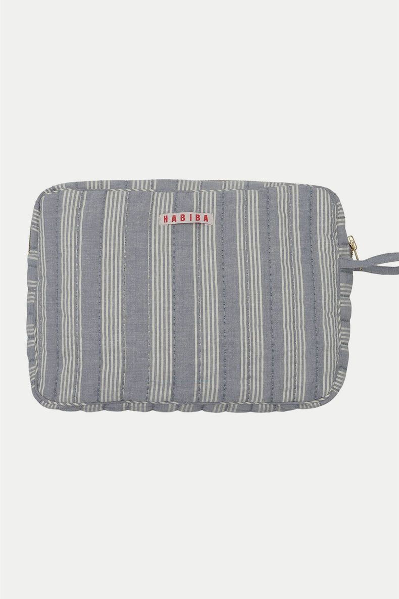Habiba Sea Blue Stockholm Stripe Toiletry Bag