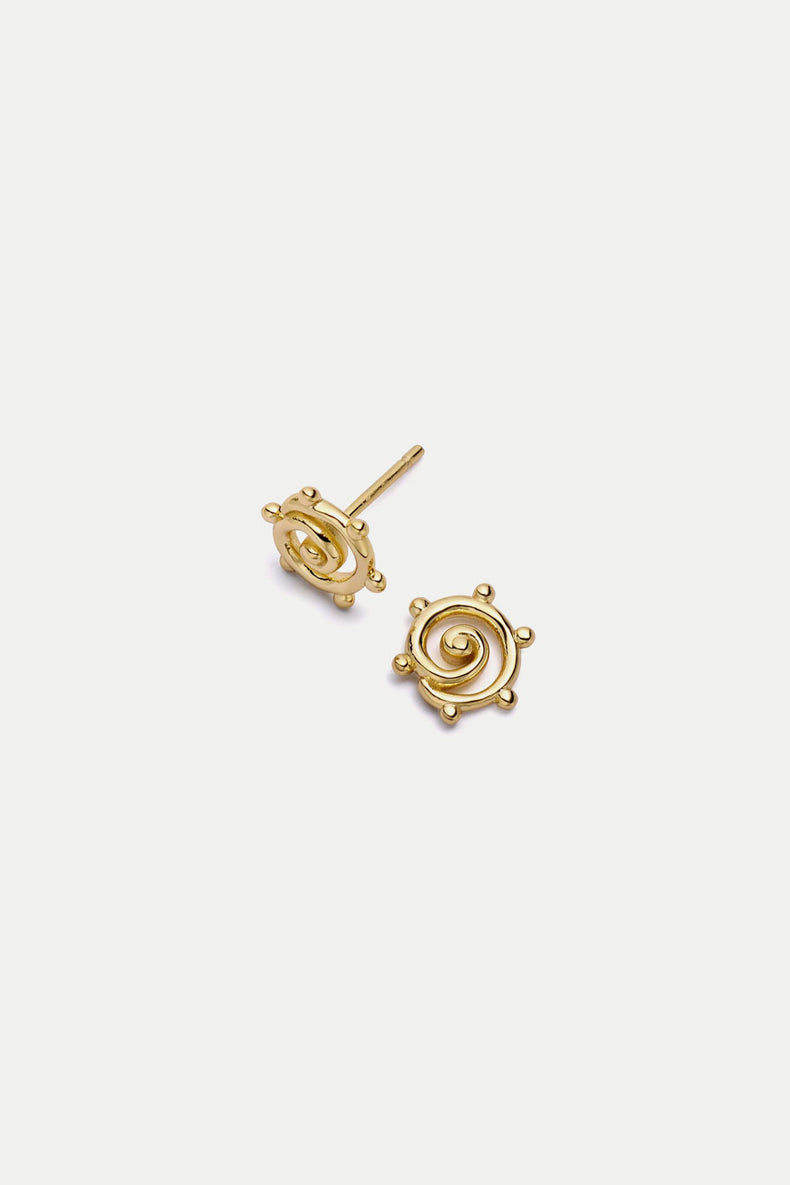 Daisy London Gold Plated Spiral Sun Mini Stud Earrings