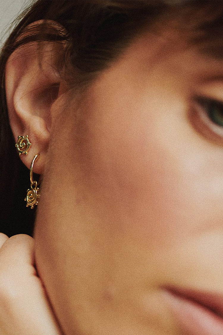 Daisy London Gold Plated Spiral Sun Mini Stud Earrings