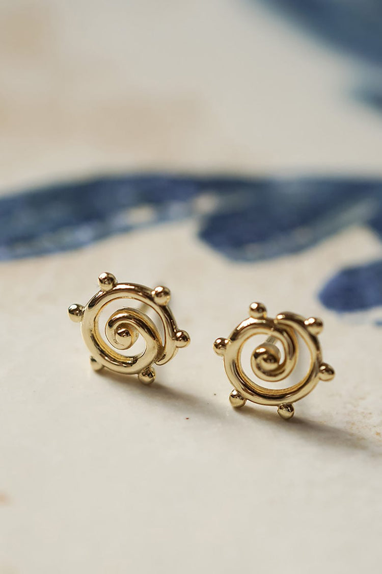 Daisy London Gold Plated Spiral Sun Mini Stud Earrings